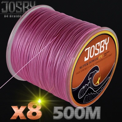 JOSBY 500 м 8X рыболовная брендовая супер прочная японская многонитевая ПЭ плетеная рыболовная леска 8 нитей 12LBS-78LBS ловля карпа - Цвет: Красный