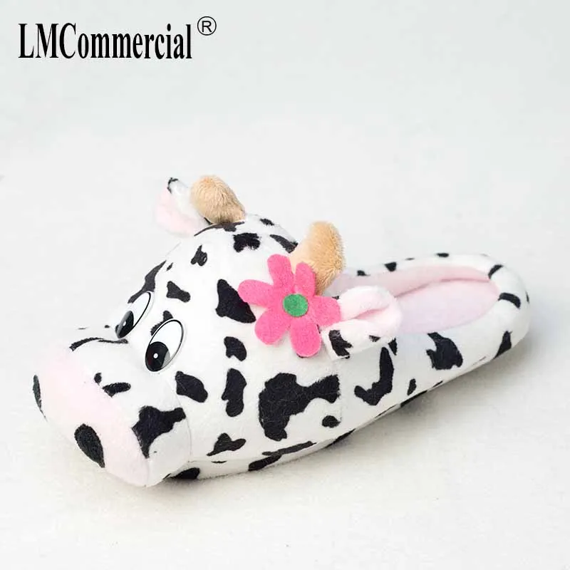 Men&Women Indoor Soft Shoes cow Slippers Winter Warm Cotton Plush Special custom Slipper Cartoon Slipper floor lovers shoes