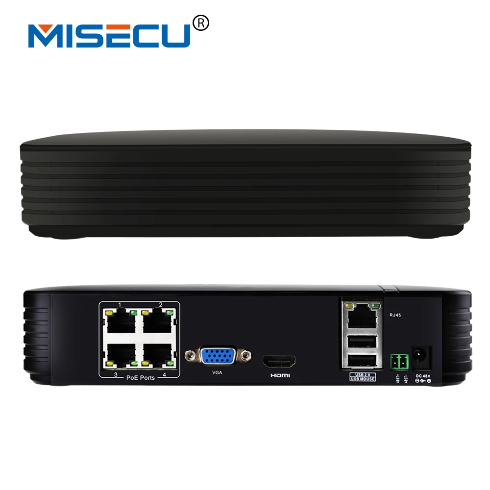 MISECU New 4Ch Mini NVR 48V POE Full HD Standalone Hi3515C 1920 1080P ONVIF For 48V