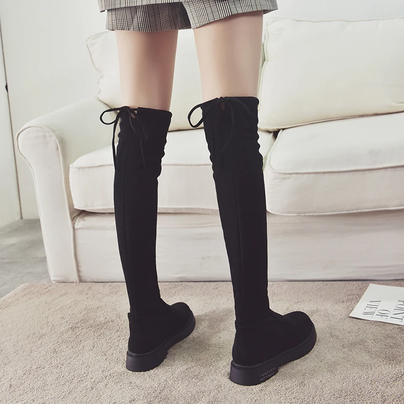 Boots Women's Over The Knee Boots Children 2018 New Autumn And Winter Plus Velvet Flat Boots High Boots
