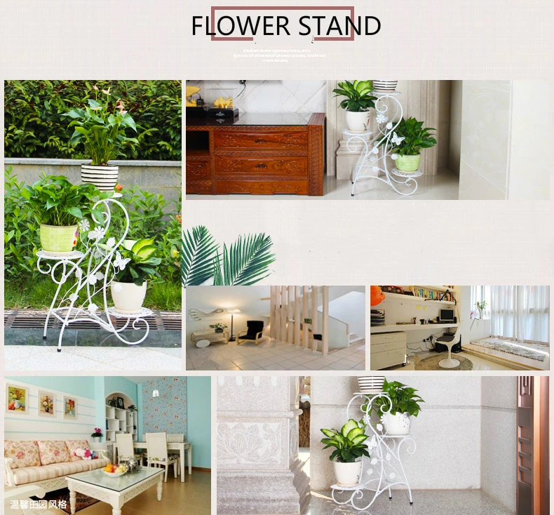 Европейский Железный цветок, мульти Балконный пол, цветочный горшок, стойка для интерьера, зеленый кованый цветок, подставка