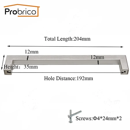 Probrico Шкаф Тянет кухонные ручки ящика шкаф комод ручки для шкафа 12 мм квадратное барное оборудование для обработки мебели