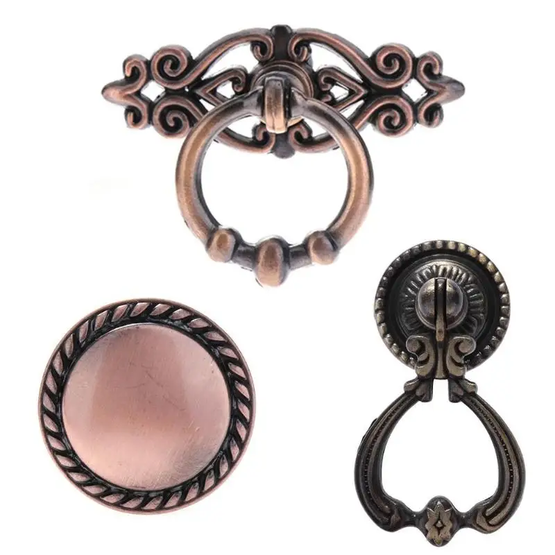 

Vintage Cabinet Door Handles Screw Knobs Zinc Alloy Wardrobe Furniture Handle Drawer Pulls Red Bronze Kitchen Cupboard