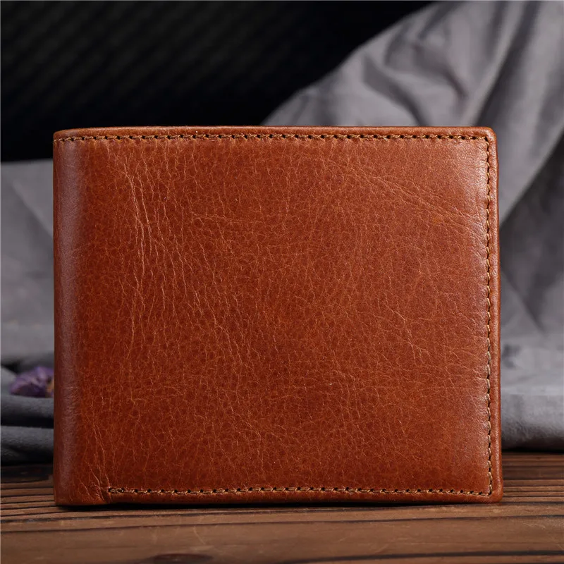

Men's leather wallet waxed leather money Baotou leather wallet mad horse leather wallet short cross wallet 3624