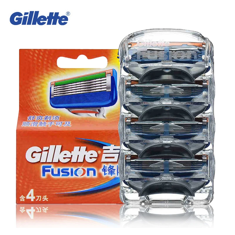 Gillette Fusion Shaving Razor Blades For Men Shavers High Quality Blades More Smooth 4 Heads/Pack