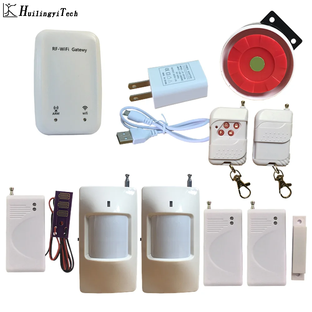 

New WiFi IOS Android APP Control Alarm Home Security Alarm System Only WiFi Connect Alarm System with Wireless Sensors
