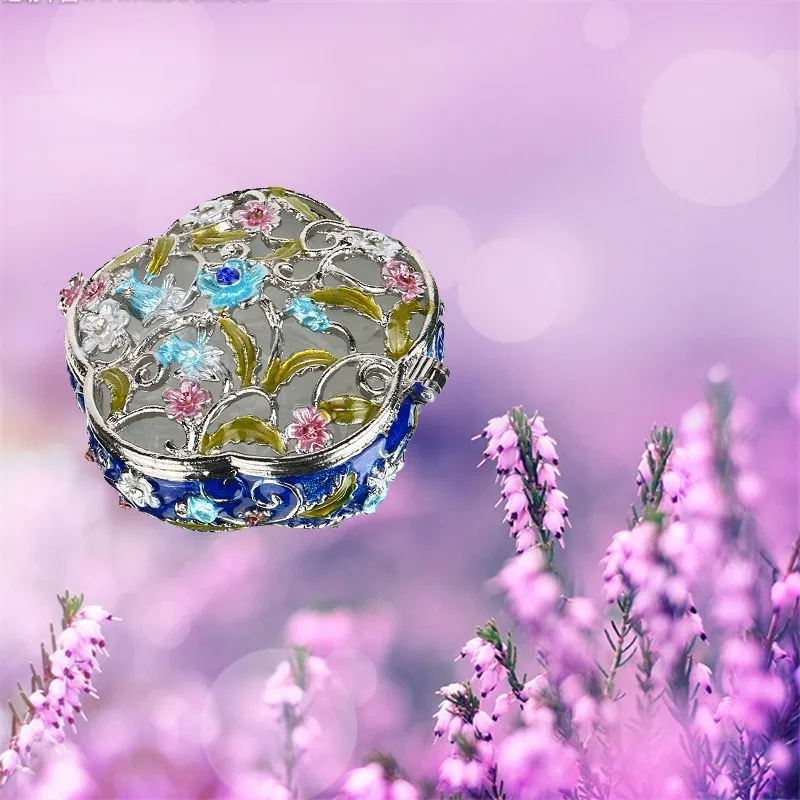 1.9inch Women Metal Round Antique Flower Wedding Trinket Box Ring Jewelry Box Storage Wedding Jewelry Case Souvenirs Gift Crafts (2)