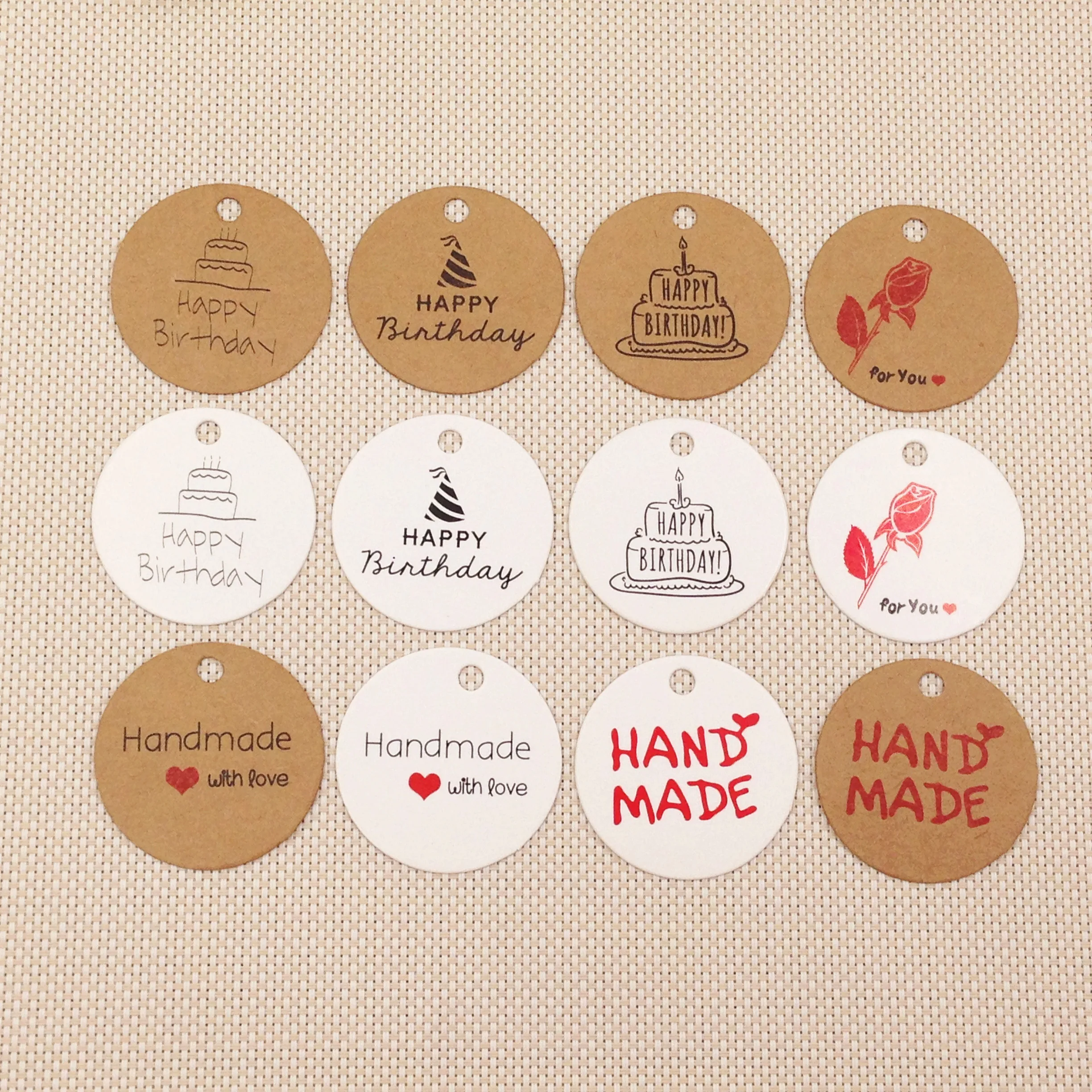 300 шт 3 см Милая крафт-бумага маленькие подвесные открытки DIY Свадьба Спасибо карта день рождения украшение этикетка Закладка