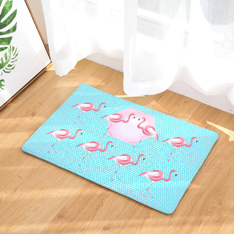 Anti- Slip Welcome Floor Mats Flamingo Hallway Kitchen Rug Decoration Stair Carpets Light Thin Crafts Rugs 40x60cm 50x80cm