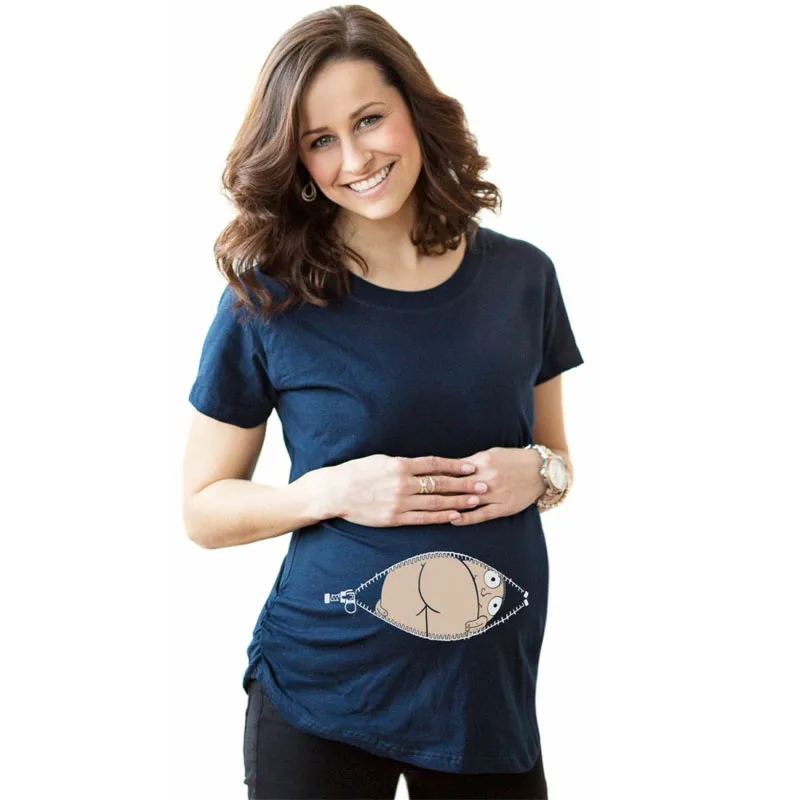 Забавный беременных футболки Повседневное Беременность Одежда для беременных Для женщин футболки мультфильм для беременных футболка