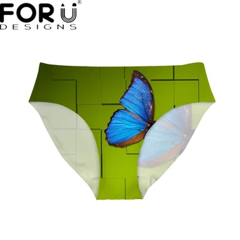 

FORUDESIGNS Blue Butterfly Print Ultra-thin Women Panties Breathable Brand Female Underwear Green Lingerie Traceless Underpants