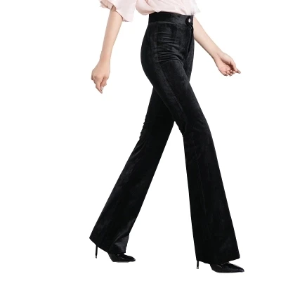 Модные высококачественные вельветовые брюки с завышенной талией, широкие брюки, женские весенне-осенние повседневные брюки с эластичной талией