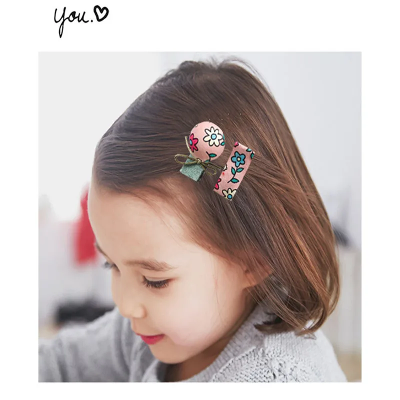 

suef Children's Autumn And Winter New Hair Accessories Baby Cute Cloth Flower Button Hairpin Set Korean Girls Side Dlip Top Clip