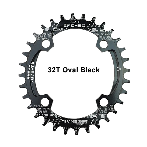Oval 32T Black Улитка 96BCD круглая овальная Звездочка узкая широкая 32 T/34 T/36 T велосипедная Звездочка A7075-T6 Сверхлегкая круглая шатунная пластина - Цвет: Oval 32T Black