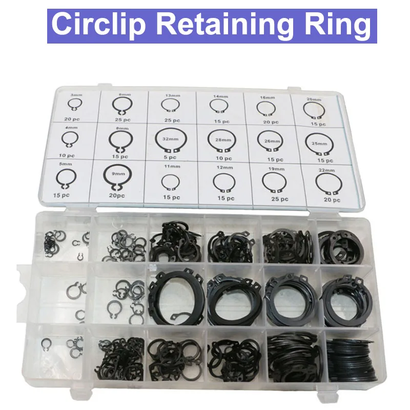 300pcs A 65 manganese steel C Clip washer Assortment Kit Circlip