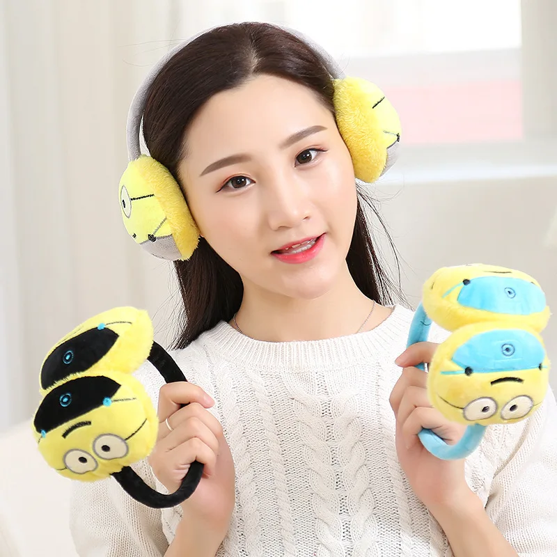 

Child Small Yellow People Earmuffs Winter Plush Emoji Headband Earmuffs Fashion Emoticon Ear Warmer Adjustable Earlap for Girls