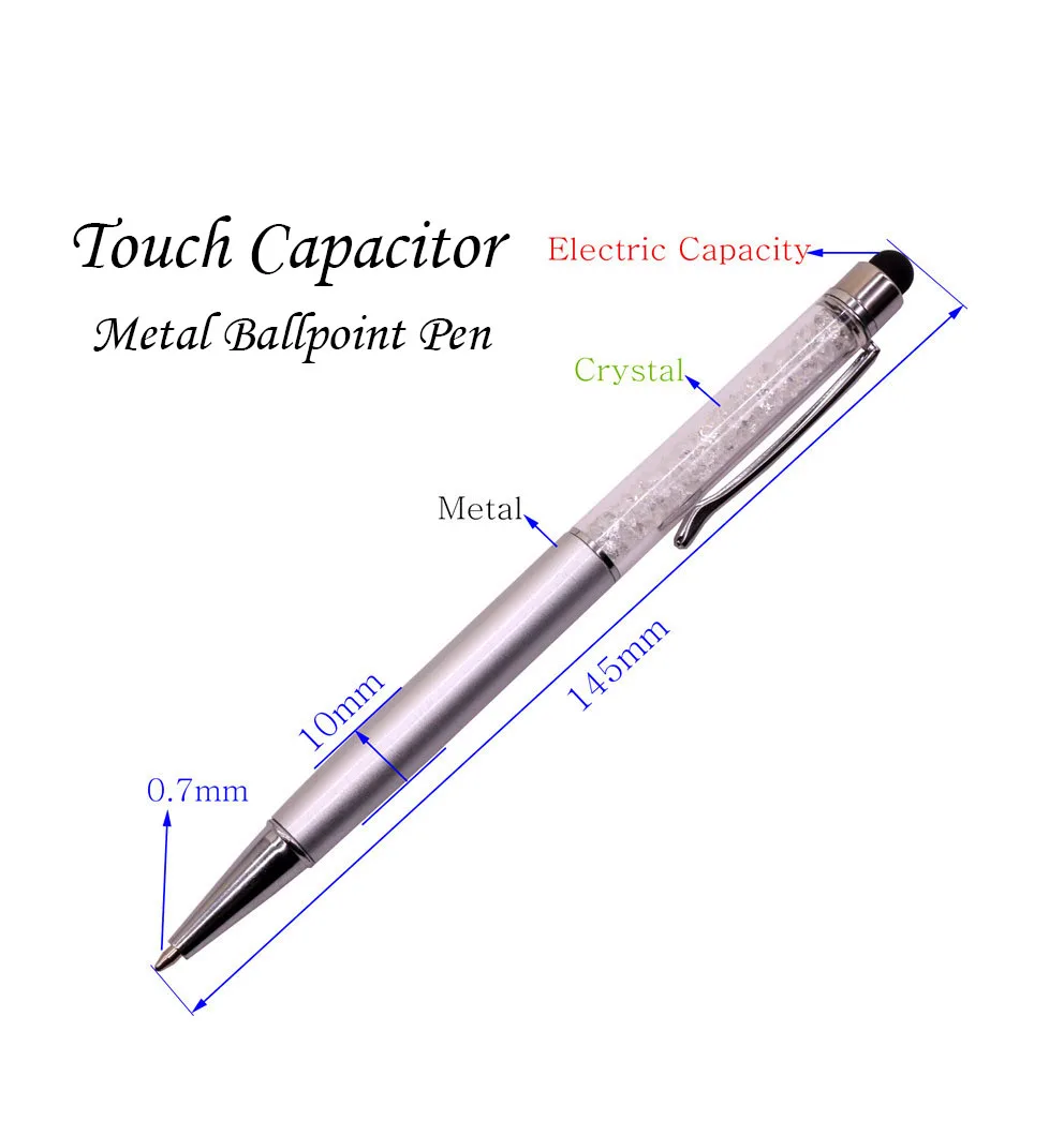 30 шт. кристаллический конденсатор Шариковая ручка синяя повторная зарядка пуль наконечник металлическая ручка длина 145 мм десять цветов ручка стержень дополнительные отличные ручки
