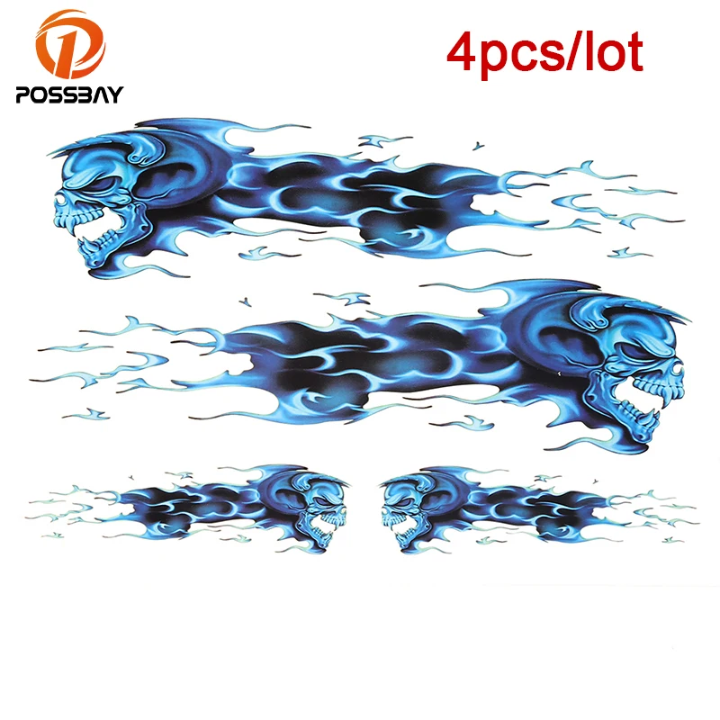 POSSBAY Vinyl 4Pcs/lot Motorcycle Car Styling Sticker Motorbike Fairing
