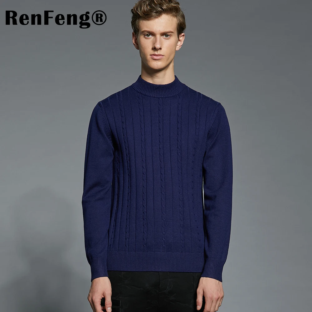 black blue Heavy Knit Sweater Men Pullovers Thick Winter