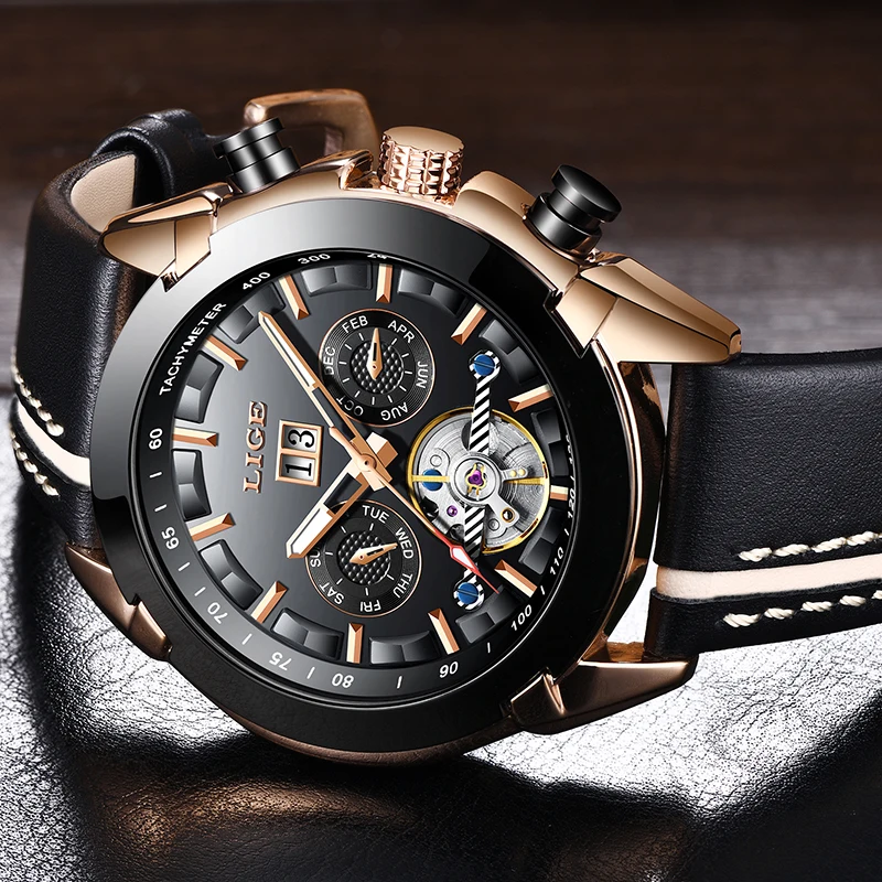 Новинка 2019 мужские механические часы LIGE автоматические военные