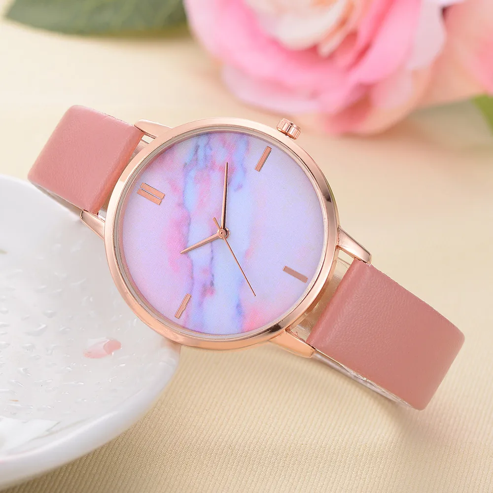 Новые модные женские кварцевые круглые наручные часы браслет для женщин Мода закат светящиеся красочные облака Reloj de dama Wd3 sea