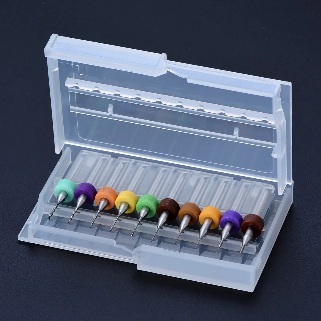 10pcs PCB Carbide Micro Twist Drill Bits Set 0.1-1.0mm Jewelry Rotary Tool CNC Milling Cutters