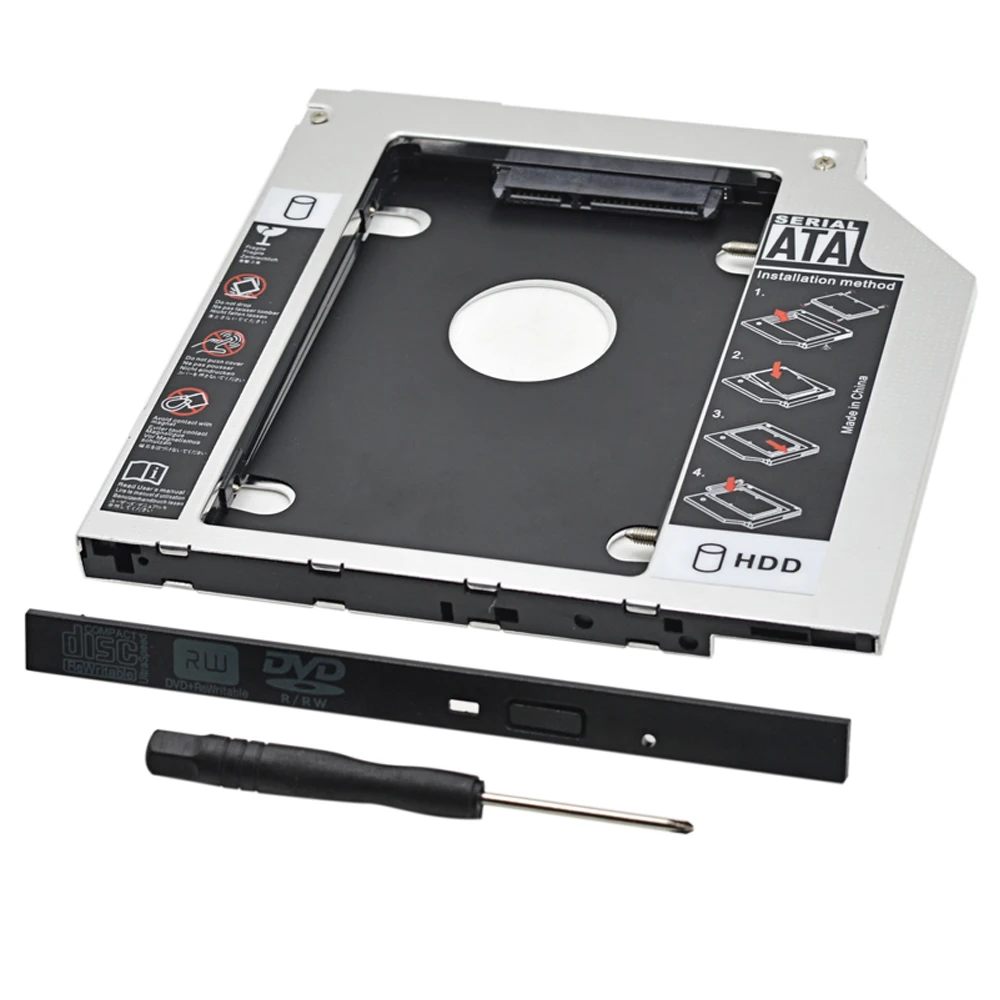 

For Notebook DVD ROM ODD CD OptiBay Aluminum Universal 2nd HDD Caddy 9.5mm SATA 3.0 2.5"SSD Case HDD Enclosure