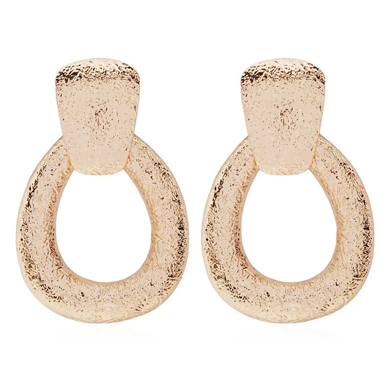 

2019 Fashion geometric Hollow Square Metal Earrings for Women Vintage Rough Surface Punk Big Stud Earring Female Elegant Jewelry