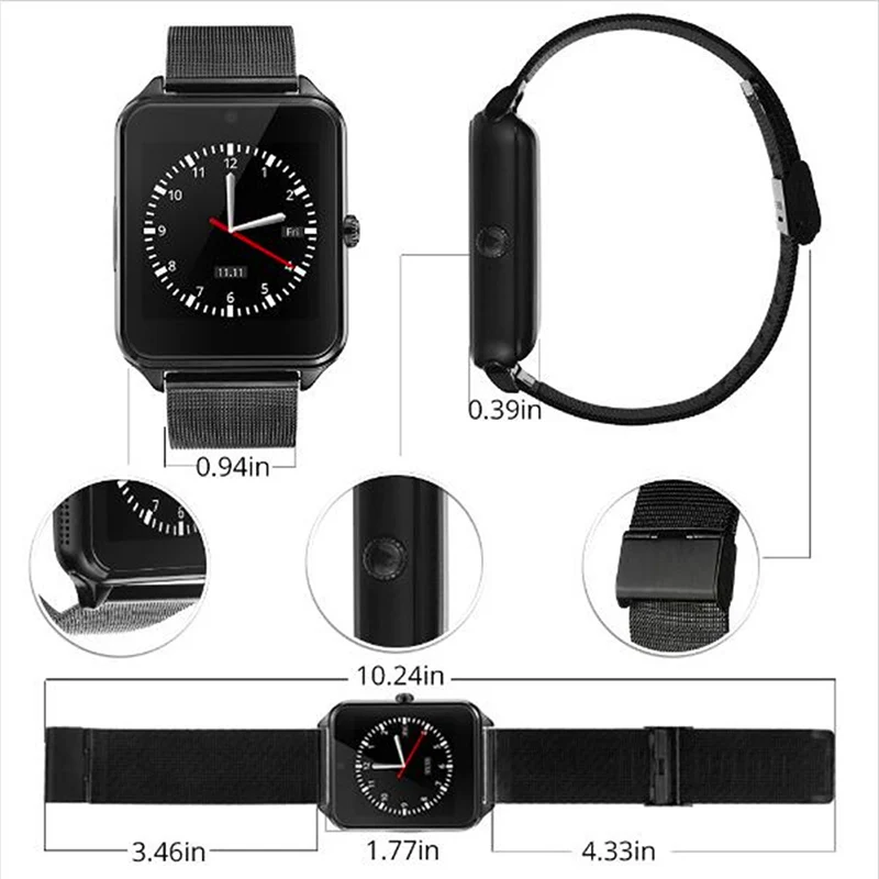 Смарт часы телефон Z60 с металлическим ремешком камера SIM карта вызов Smartwatch для Xiaomi