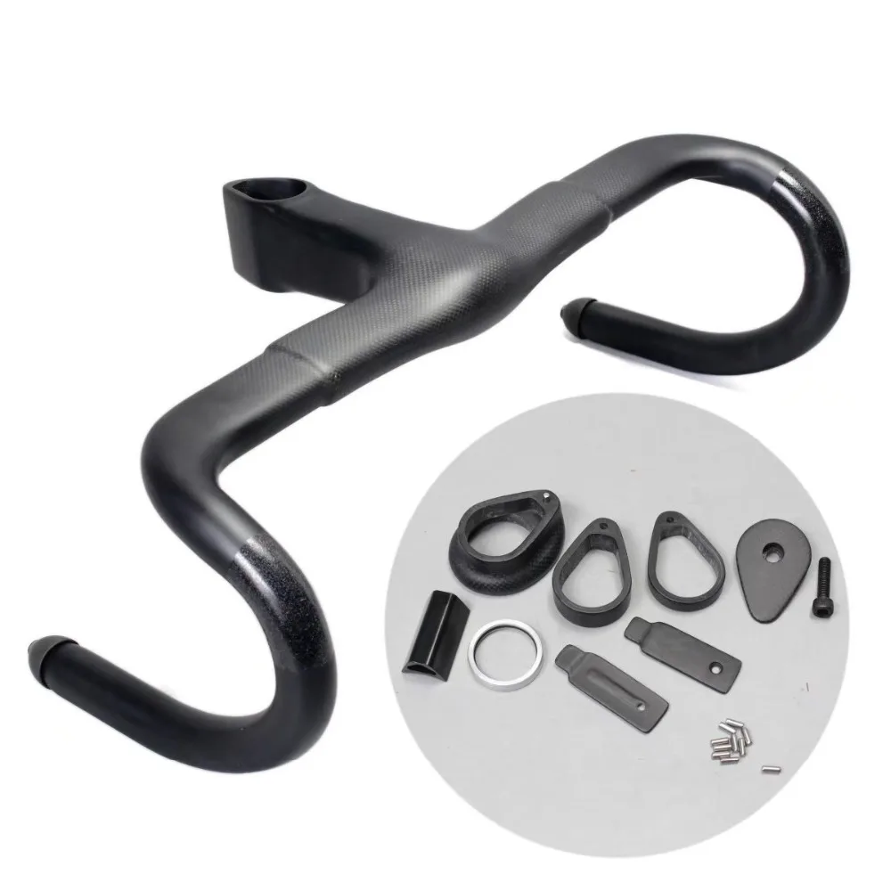 

No logo full carbon fiber integrated road bike bicycle handlebar with stem competition handle 1K texture one bend