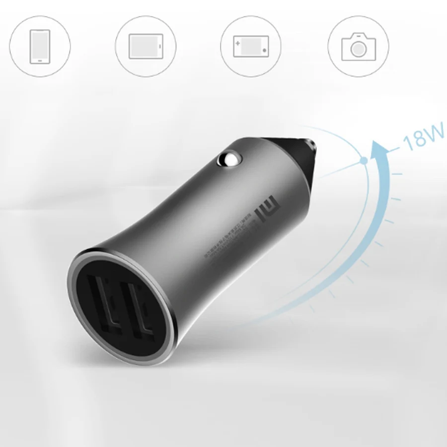 Original Xiaomi Car Charger 18W Quick Charge Mi Metal Casing Dual USB For Mobile iPhone Samsung Huawei Xiaomi Tablet Fast Charge