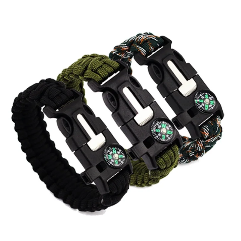 4 في 1 مضفر سوار Paracord متعددة وظيفة بقاء حبل سوار في الهواء الطلق التخييم الإنقاذ الطوارئ أساور للرجال النساء