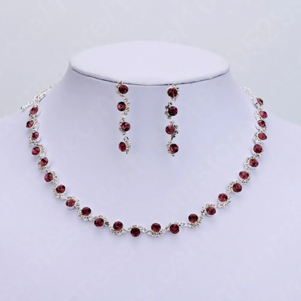 

925 Serling Silver Wedding Jewelry Sets Cubic Zirconia CZ Necklace+Earrings Women Engagement Anniversary Party Sets
