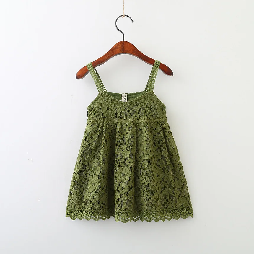 

Hurave Fashion Sleeveless camis dress Baby Girls Clothes Children causal solid cotton lace work infant suspenders dresses