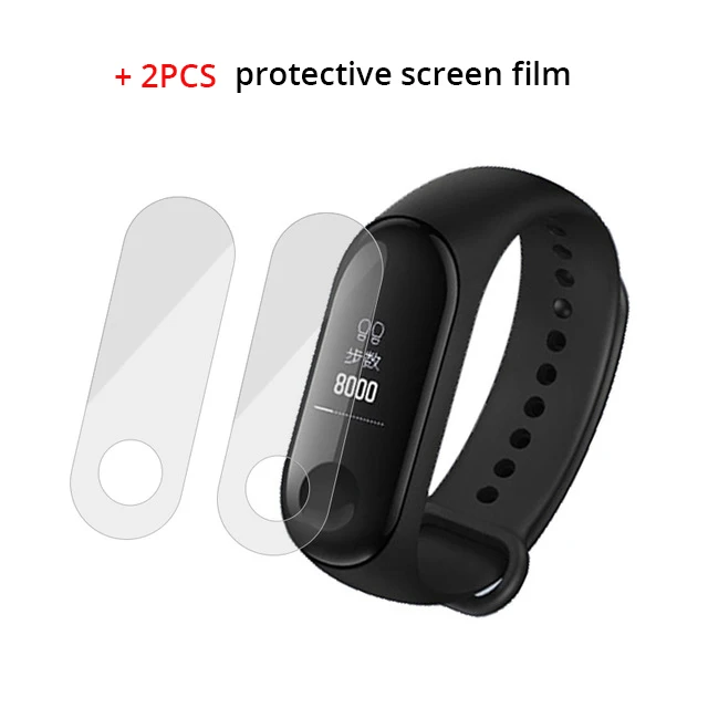 Глобальная версия Xiaomi mi Band 3 Smart Tracker Band 3 Xiao mi Band 3 Push Message сердечного ритма трекер русский английский испанский меню - Цвет: Add 2PCS Screen Film