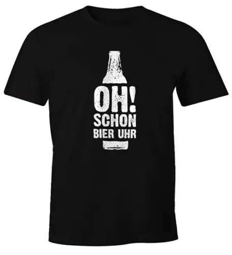 Футболка Herren Oh schon Bier Uhr Bierflasche забавная рубашка Spruch-рубашка Moonworks® | Мужская одежда