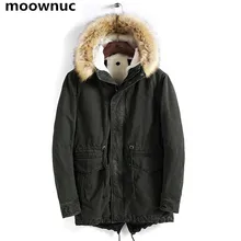 Новая парка Для мужчин s пальто Зимняя утепленная куртка Для мужчин Slim fit с меховым капюшоном тепловой пальто Повседневное Для мужчин s парки ветровки мужские M-4XL