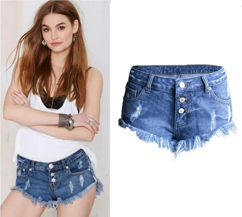 

2019 Womens Low Waist Irregullar Cats Must Fringed Denim Shorts Spring Summer Jeans Short Ripped Tassel Jeans Short Femme J2707