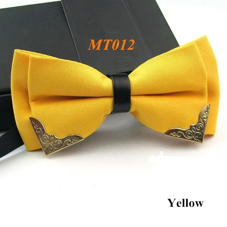 Новинка бутик глава металла галстуки-бабочки для жениха мужчины женщины твердых боути классический Gravata галстук - Цвет: MT012 Yellow