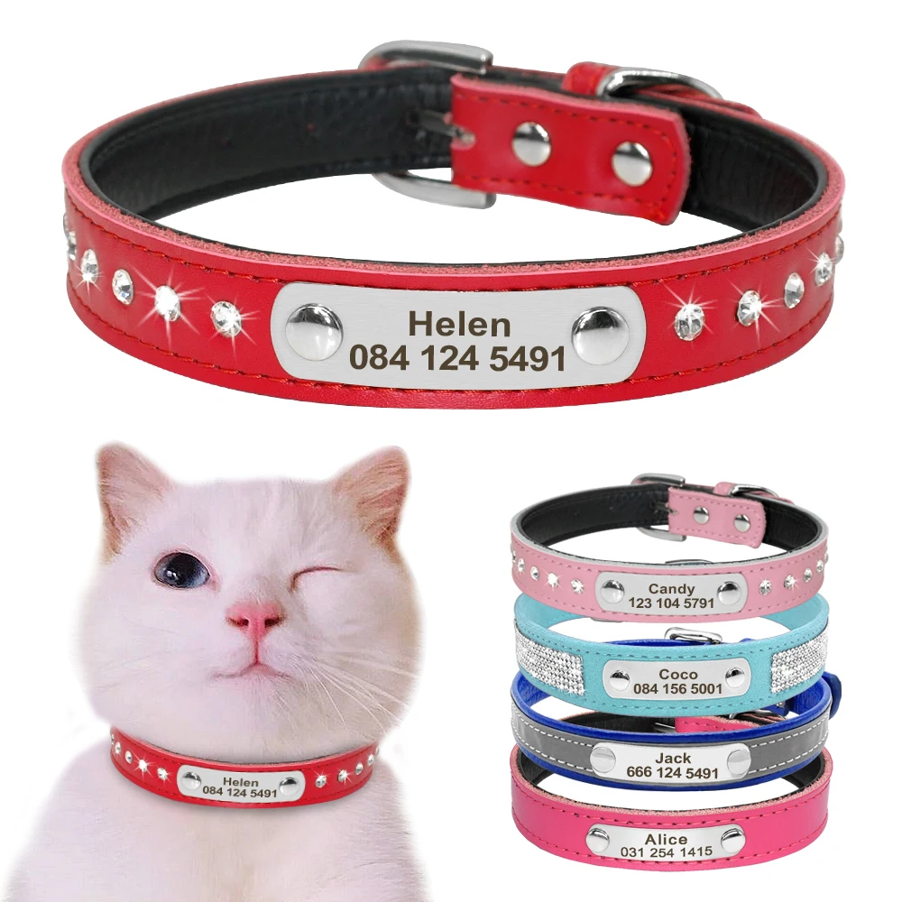 Leather Cat Collar Personalized Cat 