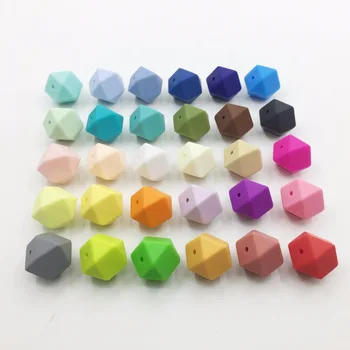 

NEW arge Hexagon Loose Silicone Beads for Teething Necklace geometric chew beads diy beads Wholesales New Food Grade teether