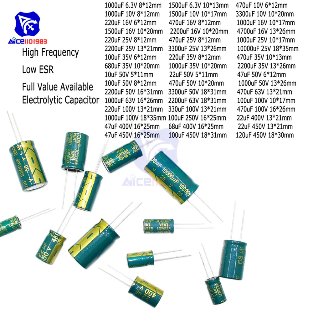 Diymore 10 шт./лот высокая частота низкая ESR электролитических конденсаторах 6,3 V 10V с алюминиевой крышкой, 50В, алюминиевая крышка, 63В 100V 250V 10 мкФ 100 мкФ 220 мкФ 330 мкФ 680 мкФ 470 мкФ