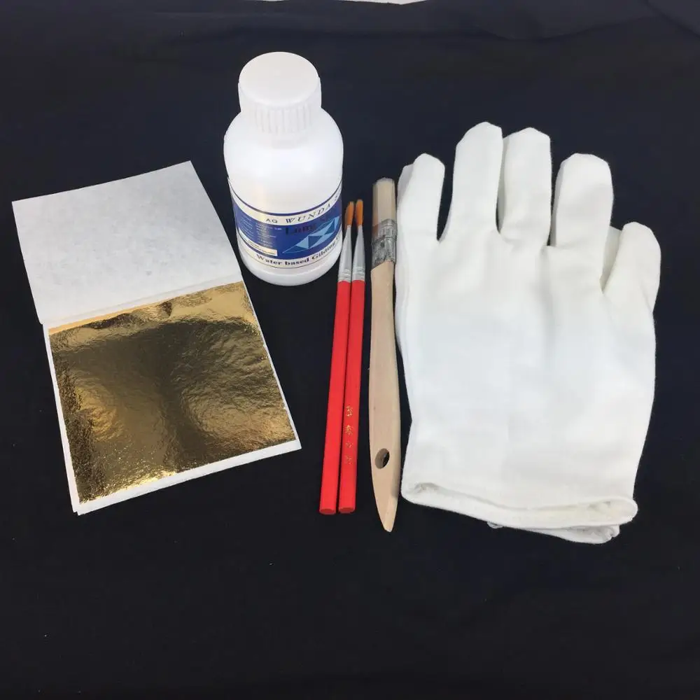 

DIY Imitation gold leaf Paintiing sets included Gilding glue, gloves, wool brush, gilding leaf