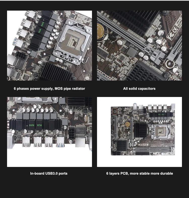 Абсолютно новая материнская плата HUANAN ZHI X58 LGA1366 материнская плата для процессора Intel Xeon X5675 X5670 X5660 X5650 USB3.0 PCI-E слот протестирован