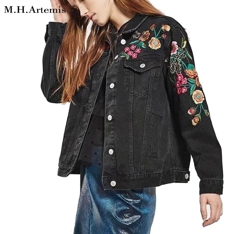 JiaWell Damen Jeansjacke Mit Stickerei - Western Style Mit Fransen & Wildleder-Applikationen