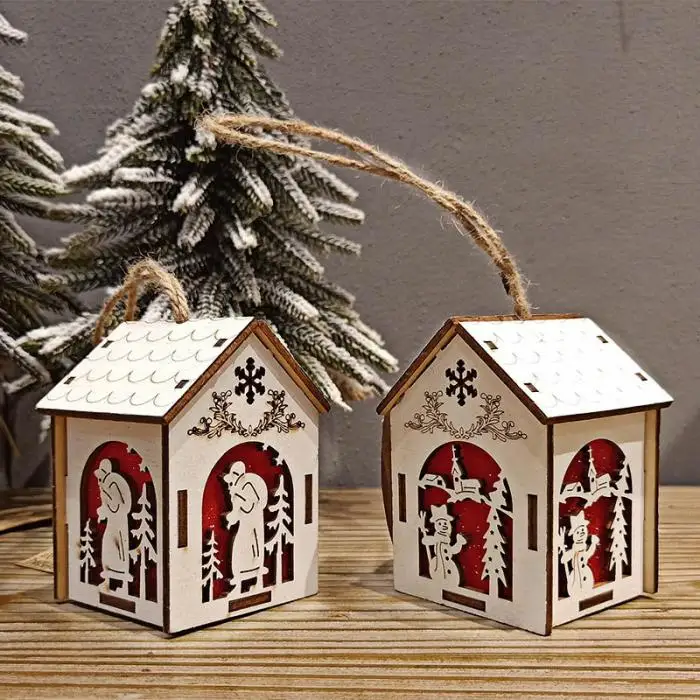 Рождественский деревянный ночник снеговик лося колокол ночные огни Рождественский декоративный фонарь JA55