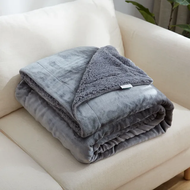 Grey Throw Blanket On The Bed Sofa Gold Ermine Villus Berber Fleece Grey Throw Blanket On The Bed Sofa Gold Ermine Villus Berber Fleece Fabric Upgraded
