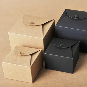 

30pcs 12x12x9cm Candy Box Wedding Favors Gift Box Black Packaging Boxes Brown Cardboard Carton DIY Party Present Packing Box