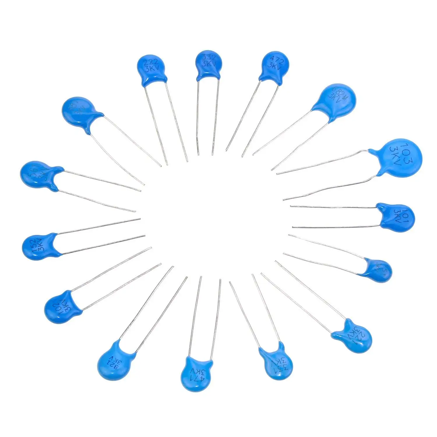 

15 Values 180PCS High Voltage Dip Ceramic Capacitor Assortment Kit Range 100PF-10000PF 3KV