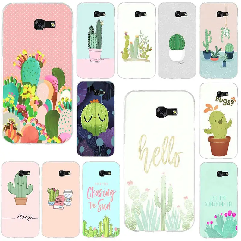 Soft TPU Mobile Phone Cases For Samsung Galaxy A3 A5 A7 J1 J2 J3 J4 J5 J6 J7 2016 2017 2018 Shell Cartoon Plantas Cute Cactus |